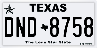 TX license plate DND8758