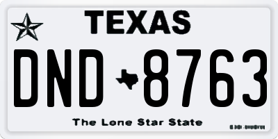 TX license plate DND8763