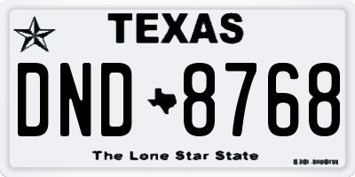 TX license plate DND8768
