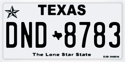 TX license plate DND8783