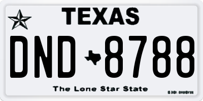 TX license plate DND8788