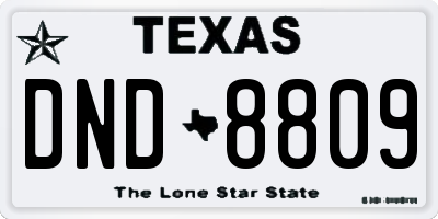 TX license plate DND8809