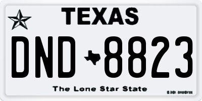 TX license plate DND8823