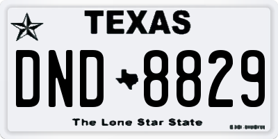 TX license plate DND8829