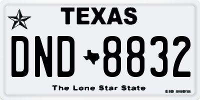 TX license plate DND8832