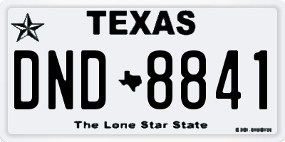 TX license plate DND8841