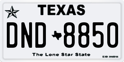 TX license plate DND8850