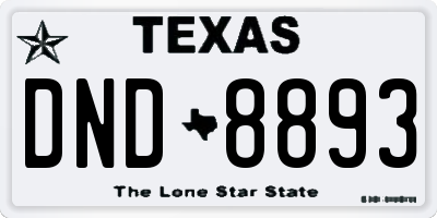 TX license plate DND8893