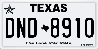 TX license plate DND8910
