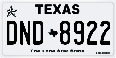 TX license plate DND8922