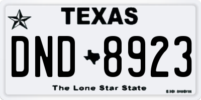 TX license plate DND8923