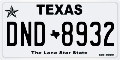 TX license plate DND8932