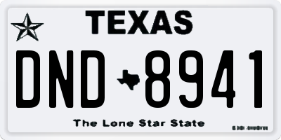 TX license plate DND8941