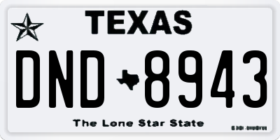 TX license plate DND8943