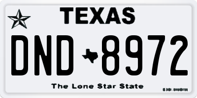 TX license plate DND8972
