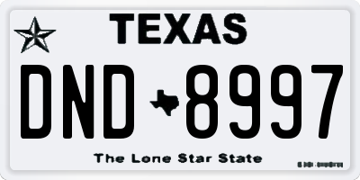 TX license plate DND8997