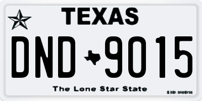 TX license plate DND9015