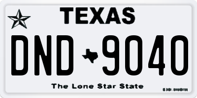 TX license plate DND9040