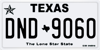 TX license plate DND9060