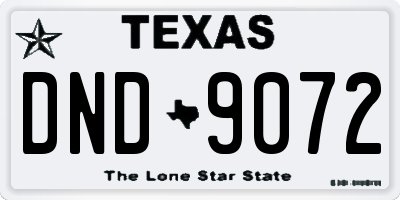 TX license plate DND9072