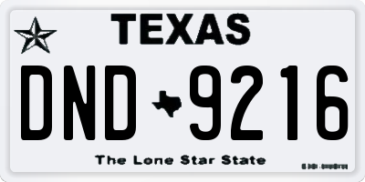 TX license plate DND9216