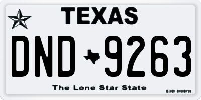 TX license plate DND9263