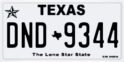 TX license plate DND9344