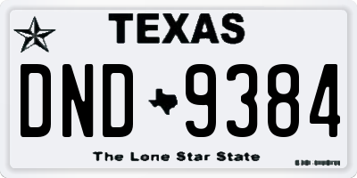 TX license plate DND9384