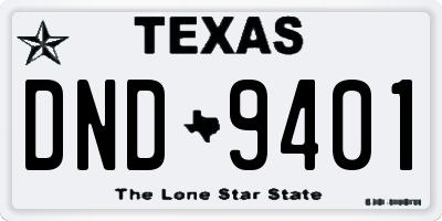 TX license plate DND9401