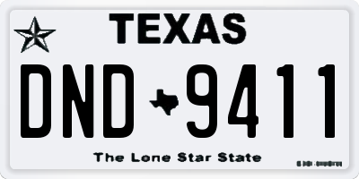 TX license plate DND9411