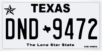 TX license plate DND9472