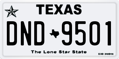 TX license plate DND9501
