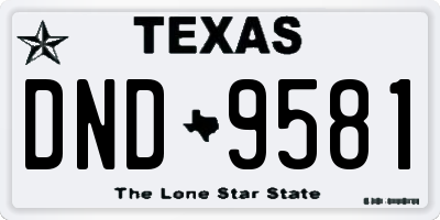 TX license plate DND9581