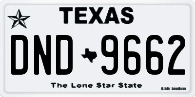 TX license plate DND9662