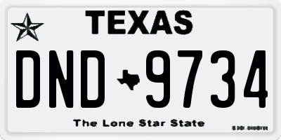 TX license plate DND9734