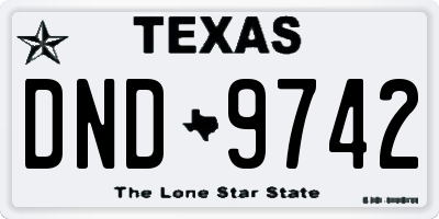 TX license plate DND9742