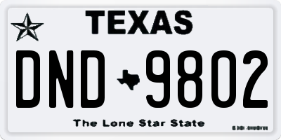 TX license plate DND9802