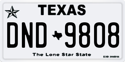 TX license plate DND9808