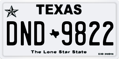 TX license plate DND9822