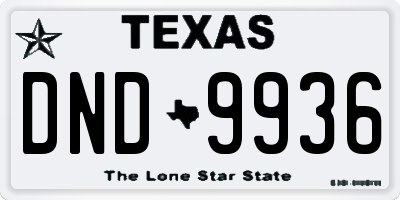 TX license plate DND9936