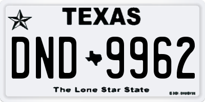 TX license plate DND9962