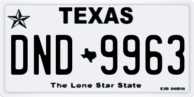 TX license plate DND9963