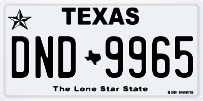 TX license plate DND9965