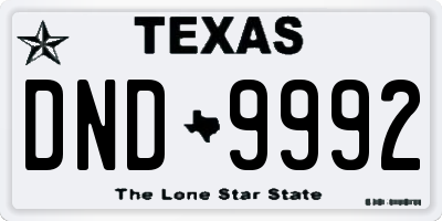 TX license plate DND9992