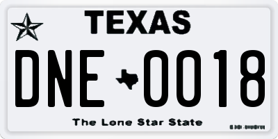TX license plate DNE0018