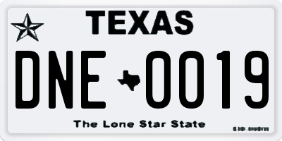 TX license plate DNE0019