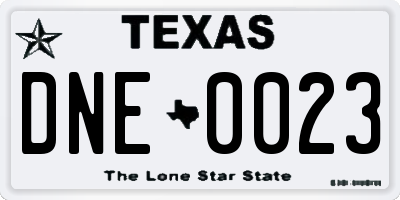 TX license plate DNE0023
