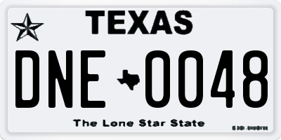 TX license plate DNE0048