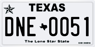 TX license plate DNE0051
