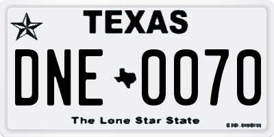 TX license plate DNE0070